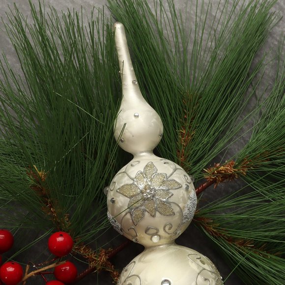 Vintage Christmas Glass Tree Topper Handpainted - Picture 5 of 7